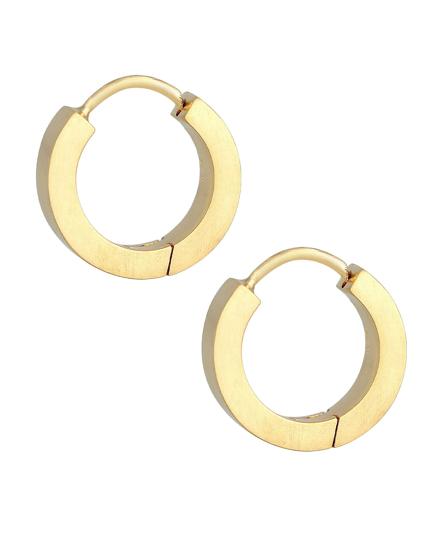 Kuzzoi Herren Ohrringe Creolen matt Klappcreolen (13mm) rund für Männer 1 Paar goldene Ohrhänger 925 Sterling Silber vergoldet