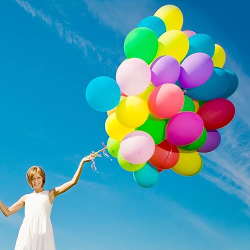 Miniatura 3 de Prextex Globos de 12 pulgadas, 10 colores surtidos, 450 unidades, globos arcoíris multicolores, globos fuertes a granel, kit de arco de globos de