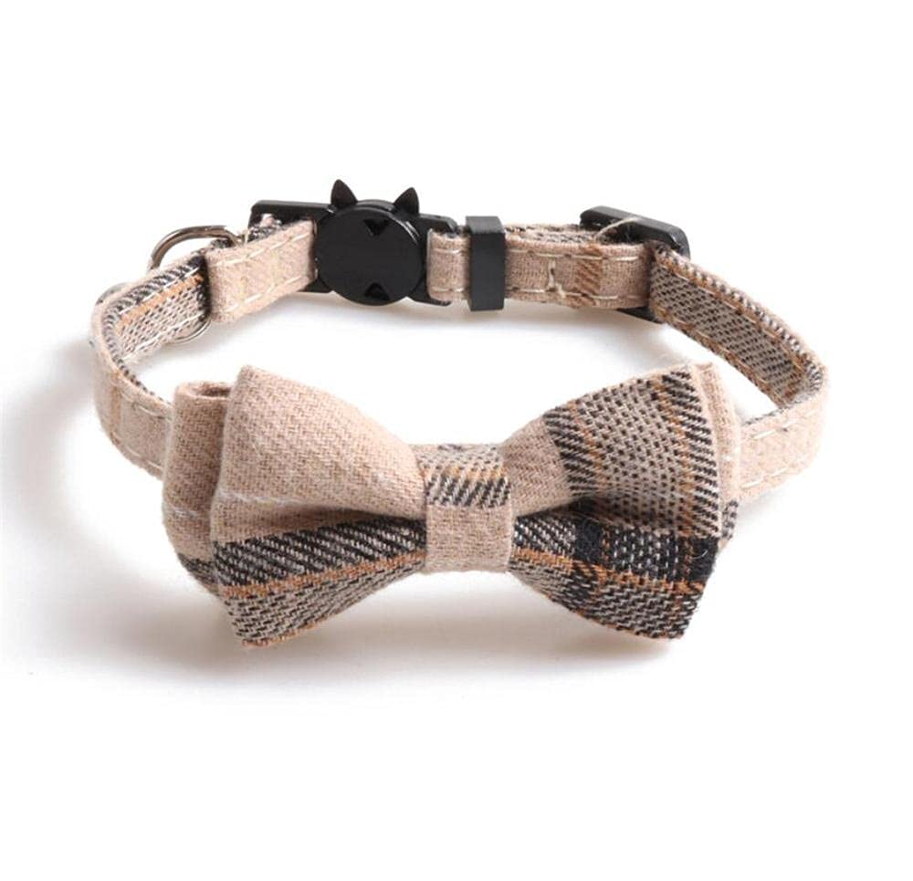 DUORUIMI Cat Collar with Bell Bow Tie Safety Quick Release Adjustable for Pets Kitten Plaid Pattern