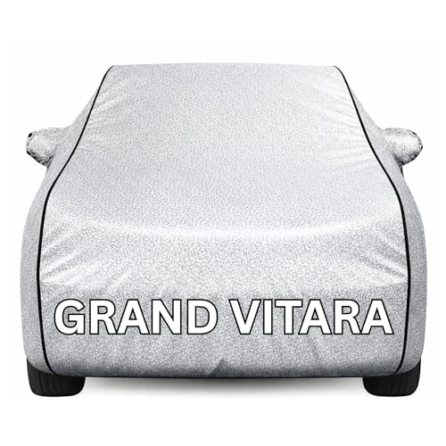 Image of Kayme Premium Silver Grand Vitara Car Cover Waterproof for (All Models & Variants - Petrol, Diesel, CNG & EV) Custom Fit with Mirror Pockets |All-Weather Protection - Outdoor Car Body Cover