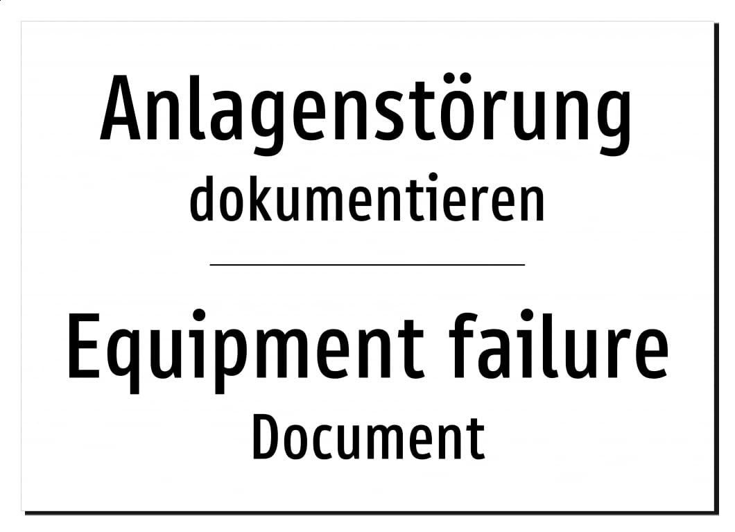 64515-DEEN-T-13 | Anlagenstörung/Equipment failure Schild | Deutsch