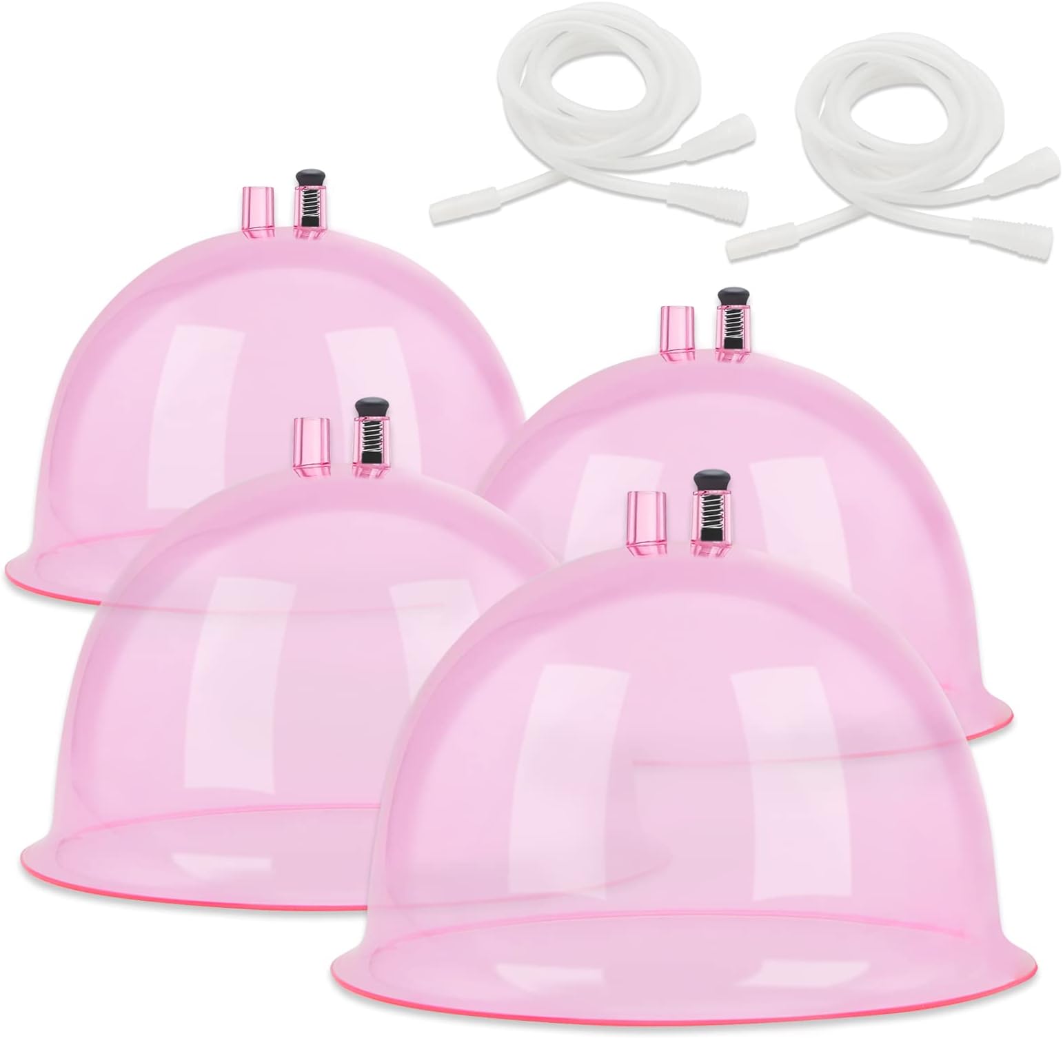 weiwei Buttock Vacuum Therapy Cups,180ml & 210ml XL Butt Shape Suction Cups (8.4 inch & 7.2 inch Diameter) Vacuum Cupping Machine Accessories with Y Hose for Buttock Lift,Body Massage (Pink-2) Pairs