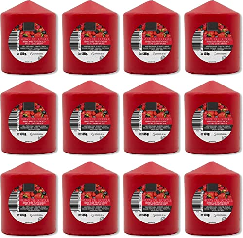 Red Fruits Scented Candles XL 2.76 x 2.24 In (70 x 57 mm), Pack of 12 Units, Aromatic Candles