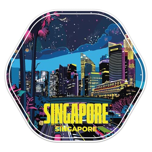 Singapore Night City Sticker - Waterproof Vinyl Decal, 3 Inch
