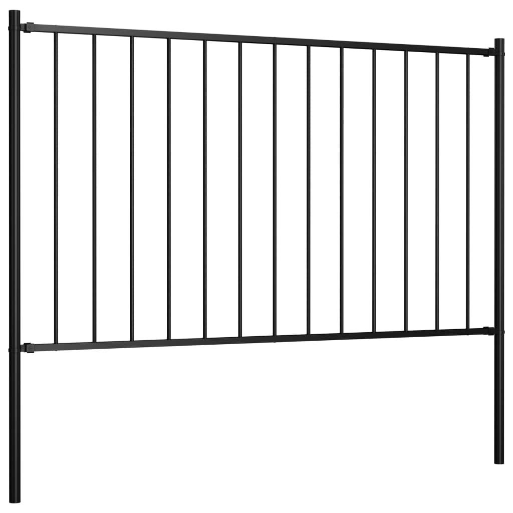 vidaXL Pannello di Recinzione con Pali Robusto Durevole Struttura Divisorio Esterni Recinto Giardino in Acciaio Verniciato 1,7x1,25 m Nero
