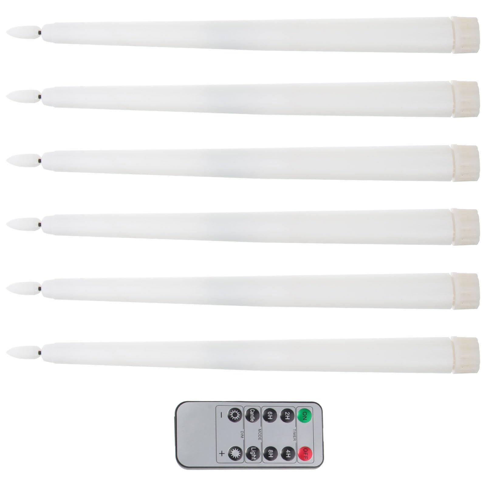 6 Pezzi Candele LED senza Fiamma Coniche Bianco Caldo con Telecomando 10 Tasti senza Goccia Decorazione Tavolo Ufficio