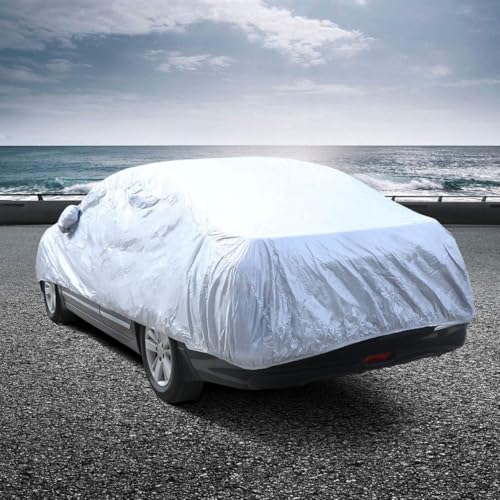 Funda para coche XL exterior gris plata impermeable con material protector de PVC 3