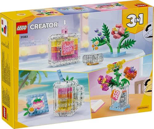 LEGO Creator 3-en-1 Flacon de Parfum au Décor Floral - Jouet - Maquette se Transformant en Vase avec Fleurs ou Smoothie - Décoration de Chambre d'enfant DIY - Cadeau Fille ou Garçon dès 8 Ans 31383