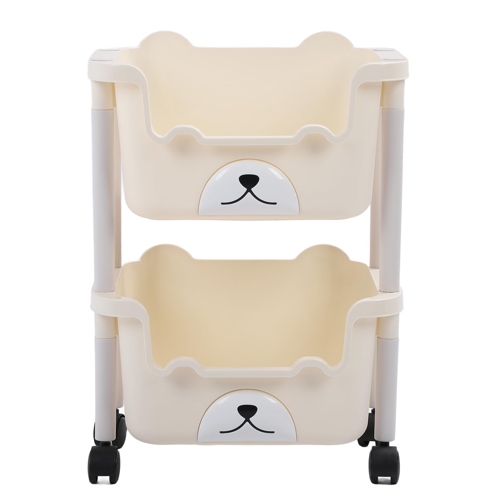 Carro de Almacenamiento con Ruedas, Estantería Compacta, Estante Organizador con Ruedas, Estantería de Gran Capacidad, Carrito Móvil Multiusos para Baño, Cocina, Aula, Lugares Estrechos(2 capas)