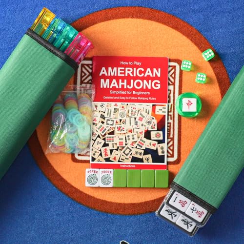 Juego de Mahjong Americano con 166 fichas y bolsa verde miniatura 4