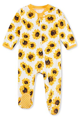 UNIFACO Baby Sleepers 0-3 Montrhs Zipper Footie Pajamas Sunflower Romper One Piece Jumpsuit Infant Outfit