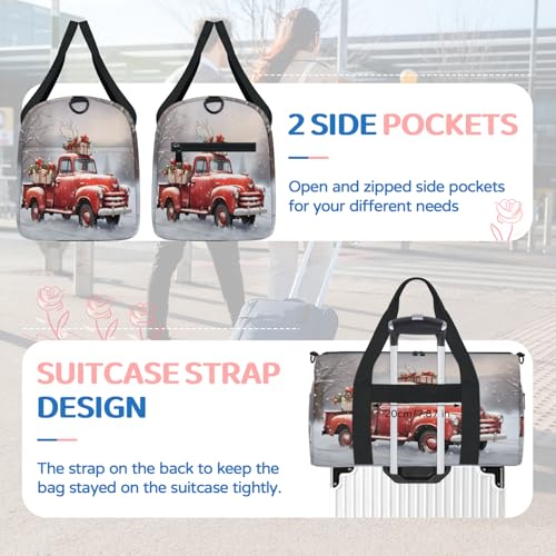 Christmas Truck Gifts Sports Duffle Bag for Women Men Waterproof Overnight Weekender Bag with Adjustable Strap Travel Tote Bags for Beach Yoga Work Dance Swim4