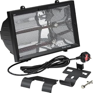 Knightsbridge Outdoor Infared Heater with Mesh Grille in Black, HEOD1309BK Supplied with 3m of Pre Wired Cable + UK Plug