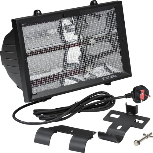 Knightsbridge Outdoor Infared Heater with Mesh Grille in Black, HEOD1309BK Supplied with 3m of Pre...