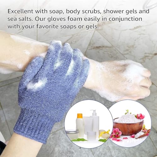 Image of CVNDKN 1 Pair Exfoliating Gloves,Shower Glove for Women Men,Wash Gloves for Shower,Deep Cleansing Exfoliating Mitt Bath Glove Wash Dead Skin Remover Exfoliate Body Scrubber (Sky Blue)
