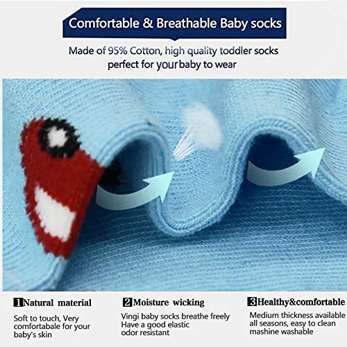 Image of Tphon 12 Pairs Toddler Non Skid Socks with Grips Anti Slip Bottom, Cotton Non Slip Ankle Crew Socks for Boys, Girls, Kids(1-7Years)