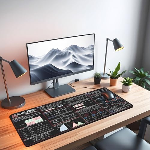 Image of CS229 Machine Cheat Sheet Mouse Mat KMH Mouse Pad Data Scientists Engineers Large Desk Mat, CS229 Quick Reference Mousepad Essential Computer Accessories for Study, Work, and Reference Purposes