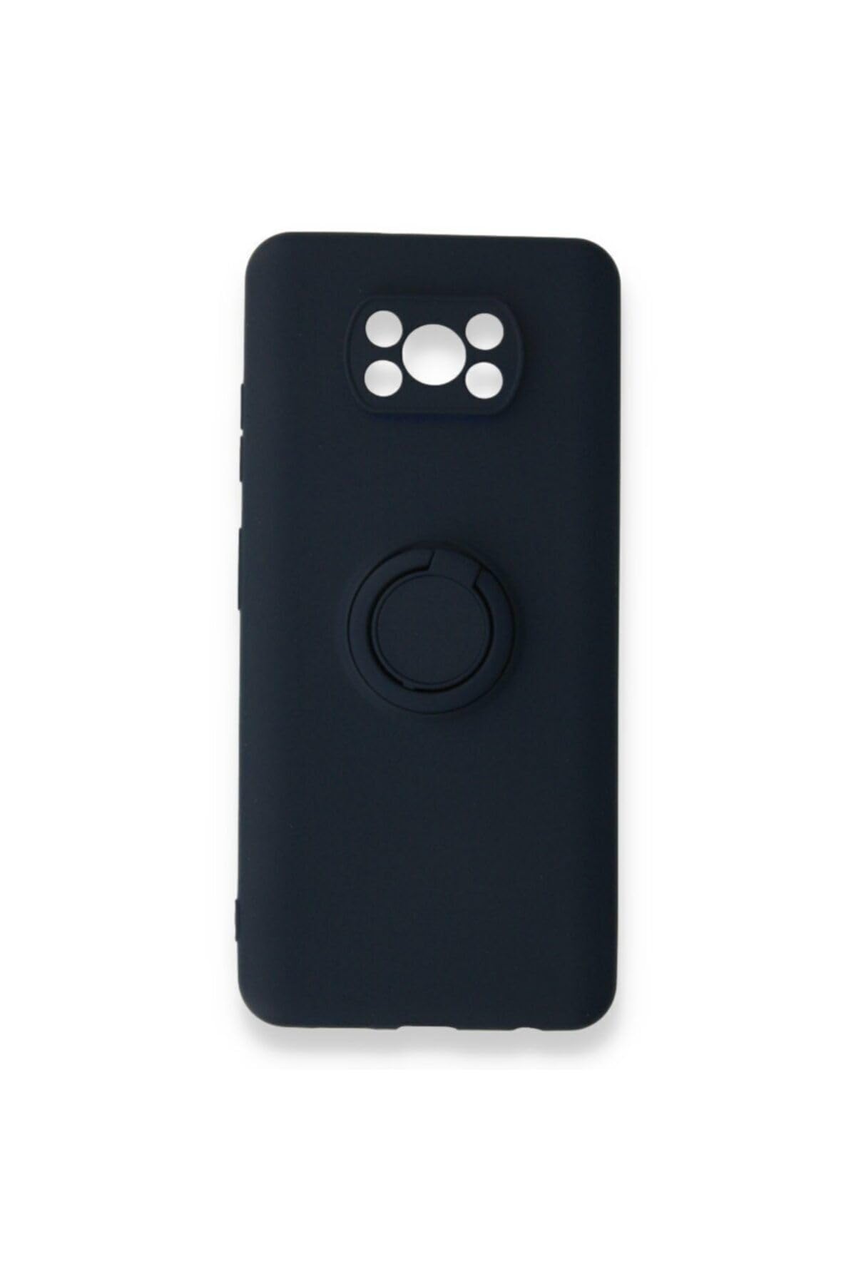 Xiaomi Poco X3 Pro Kılıf Yüzüklü Standlı Mıknatıslı Soft Pürüzsüz Yüzeyli Silikon Kapak Xiaomi Poco X3 Lacivert