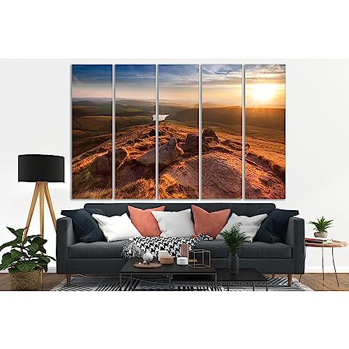 Lienzo de puesta de sol de 5 paneles ZELLART de 115x75 cm listo para colgar decorativo