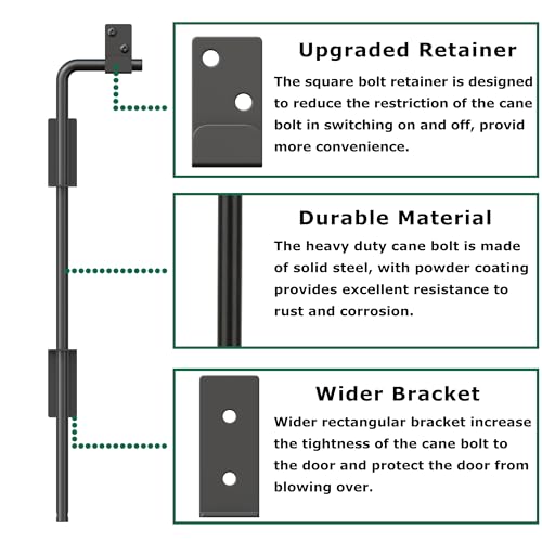 URDOGSL 12" Heavy Duty Cane Bolt Gate Drop Rod with Upgraded Design, Square Drop Rod Kit for Double Gate Wood PVC Vinyl Metal Yard Gate Latch-2 Pack by URDOGSL - Image 3