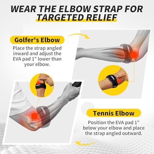 Image of CAMBIVO 2 Pack Tennis & Golfer's Elbow Brace, Counterforce Compression | Dual Adjustable Strap, Honeycomb Terry Lining, Breathable, Low-Profile Buckle, Forearm Support, for Tendonitis, Gym, Typing