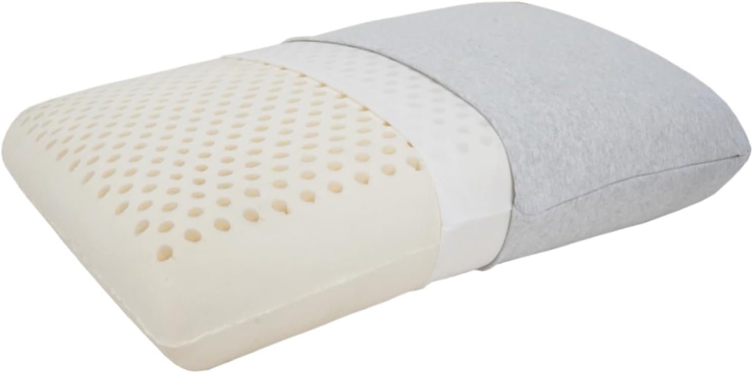 Nature Latex Foam Pillow-Standard Tall,Adult Pillows Sleeping Firm,with Removable Breathable Cotton Cover,High Profile Rubber Pillow for Side Back Sleeper, Release Neck Pressure (25.5"×17.7"×5.9")