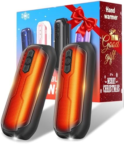 Rechargeable Hand Warmers 2 Pack - 6000mAh AI Handwarmers with Flashlight & 5 Level, 20Hrs Long Lasting, 2 in 1 Portable Electric Heater, Gift for Women/Men/Christmas/Golf/Camping/Hunting