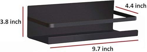 Miniatura 5 de Organizador de especias para nevera, estante magnético de un solo nivel para almacenamiento de especias, color negro