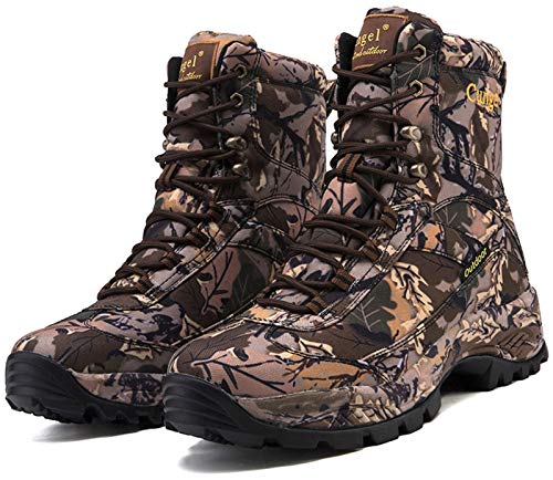 cungel Men\'s Hunting Boot 8-INCH Camouflage Timber Waterproof Hunter Shoes Forest Boots Jungle Anti-Slip Lightweight Breathable Durable Fishing Hiking Working Field Hunting(Leaves camo,11) - Thumbnail 6