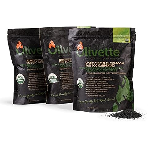 Olivette Horticultural Activated Charcoal for Plants Terrarium Horticulture Moisture Absorbers | Terrarium Supplies | USDA Organic Certified | Made from Recycled Olive Tree Byproducts | 3 Bags Cover