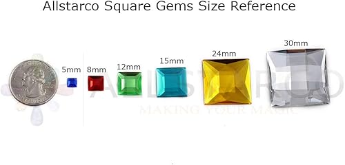 Miniatura 4 de Allstarco CH09 - Cuentas cuadradas de 0.394 in con parte trasera plana cuadrada para coser, diamantes de imitación acrílicos de plástico con