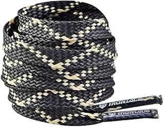 IRONLACE Unbreakable Flat Shoelaces - Indestructible, Heavy-Duty, Waterproof & Fire-Resistant Sneaker & Shoe Laces, Tremendous Breaking Strength/Pair, Black/Tan, 45-Inch, 1-Pair