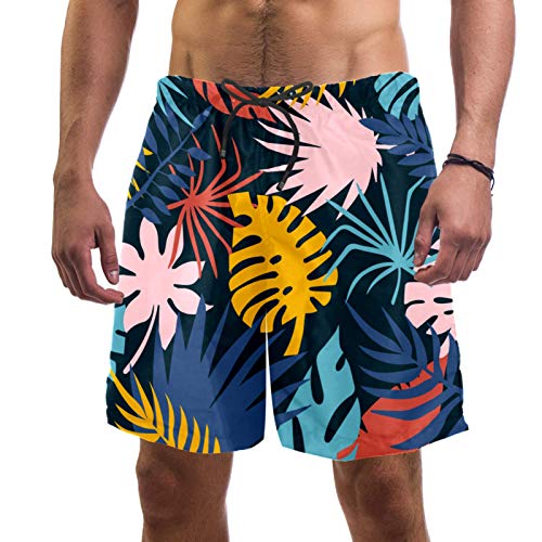 Short de bain pour homme multicolore imprimé tropical avec doublure en maille respirante