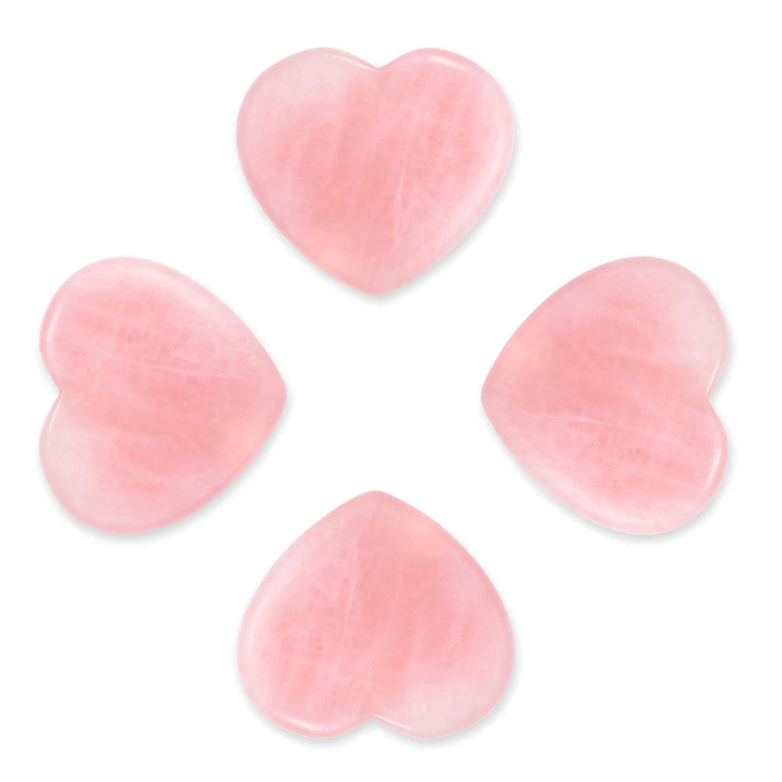 Shinning Natural Rose Quartz Stones, Crystal of Heart Love Shape Rose Crystal Set for Prevents Wrinkles Acupuncture Therapy Natural Jade Stone Board 2 Pack 100 Authentic Worry Stone (Pink)