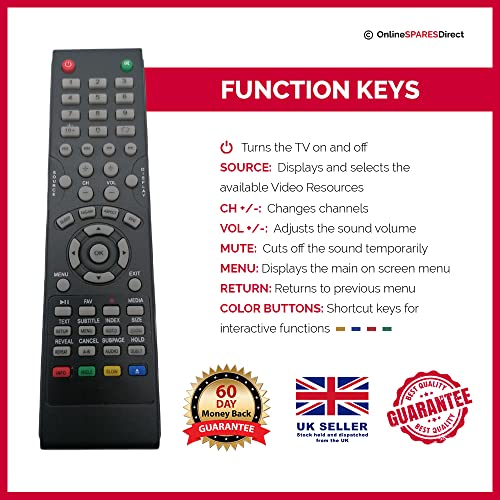 Replacement TV Remote Control For Logik L19DVDB10, L22DVDB10, L24DVDB19