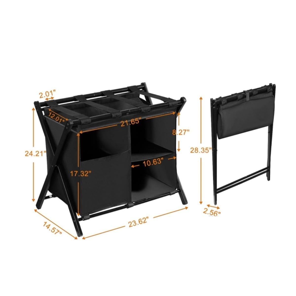 Portaequipajes plegable con marco de acero para el hogar, hotel, habitación de invitados, soporte compacto para maletas para almacenamiento de dormitorio