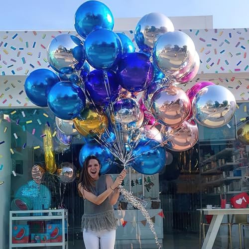Image of PartyWoo Navy Blue Large Round Giant 4D Jumbo Foil Balloons 6pcs 22 Inch