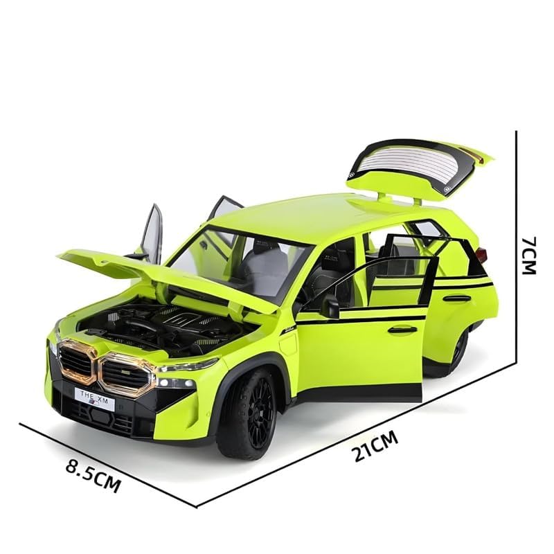 Image of 1:24 BMW XM Model Car Alloy Diecast Pull Back Toy with Lights & Music Openable Doors Metal Sports Car for Kids & Collectors Realistic Design Gift for Boys & Girls (Green)