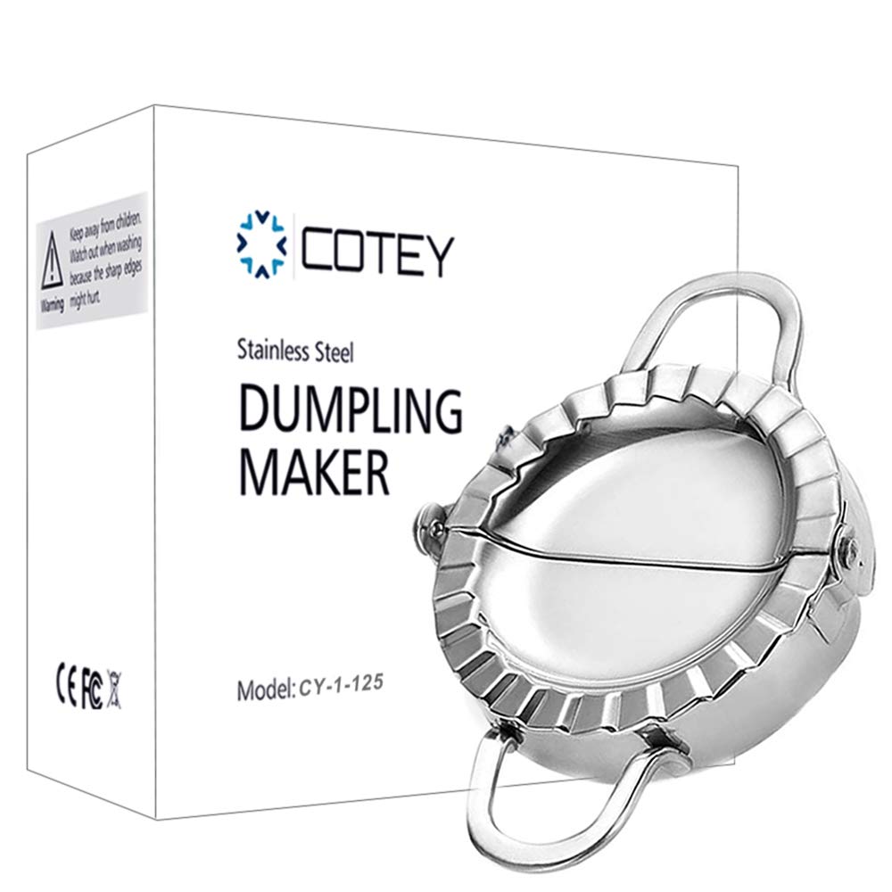 COTEY 4.75" Empanada Press, Large Stainless Steel Dumpling Maker, 3-in-1 Dough Cutter/Dumpling Mold/Pastry Crimper for Empanada, Dumpling, Calzone, Pierogi, Ravioli & Meet Pie