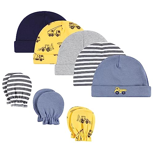 Image of Hudson Baby Unisex Baby Cotton Cap and Scratch Mitten Set