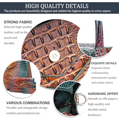 Image of Makcr Joacbv Women Embossed Pattern Satchel Handbags Wallet 3 pcs Set Crossbody Tote Top Handle Vegan Leather Ladies Bag | Embossed Pattern