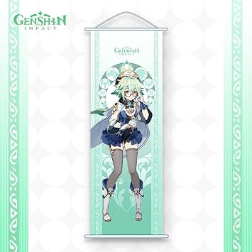 Hanaiette 1PC Genshin Impact Scroll Poster Wall Hanging Forged Cloth Painting Decor Live Room Bedroom (Sucrose)