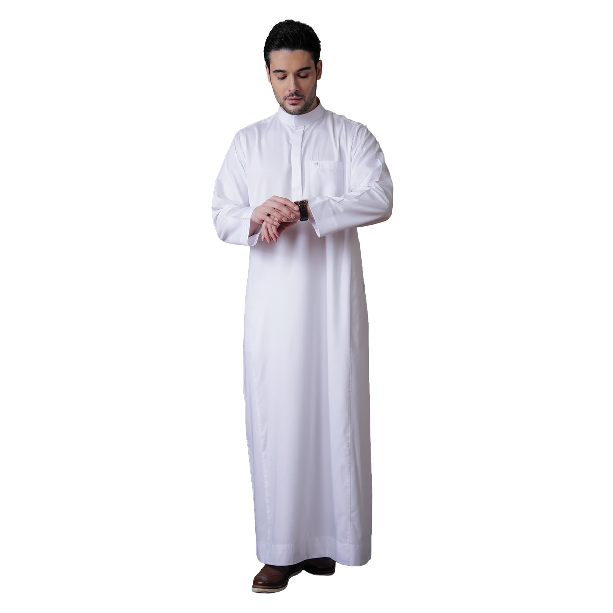 mashroo New Kurvig Saudi 2.0 White Thobe Jubba for Men (S)-picture-16