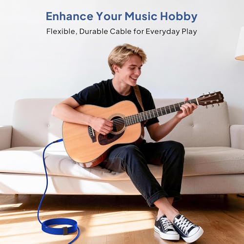 Image of Elebase 1 /4 Inch TRS Instrument Cable 20ft 2-Pack,Straight 6.35mm Male Jack Stereo Audio Interconnect Cord,6.35 mm Balanced Line for Electric Guitar,Bass,Keyboard,Mixer,Amplifier,Amp,Speaker,Equalizer