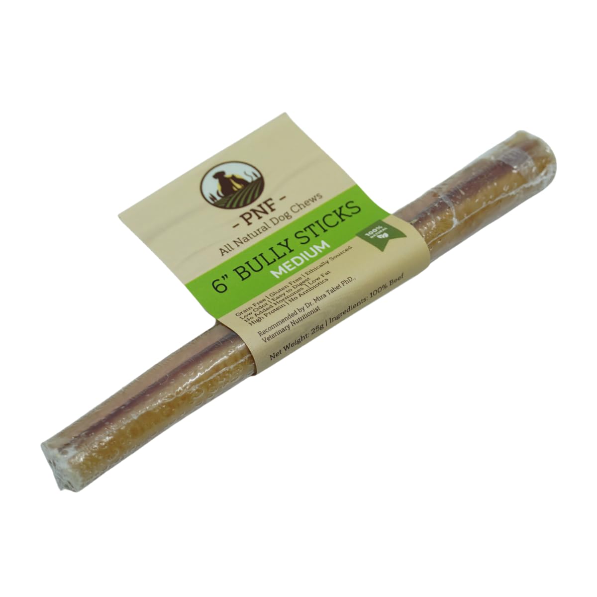 6" Bully Stick (Medium) - 1 piece - Lasting Dog Chew - Made from Antibiotic-free, hormones-free Beef - Ideal for Small to Medium Breeds