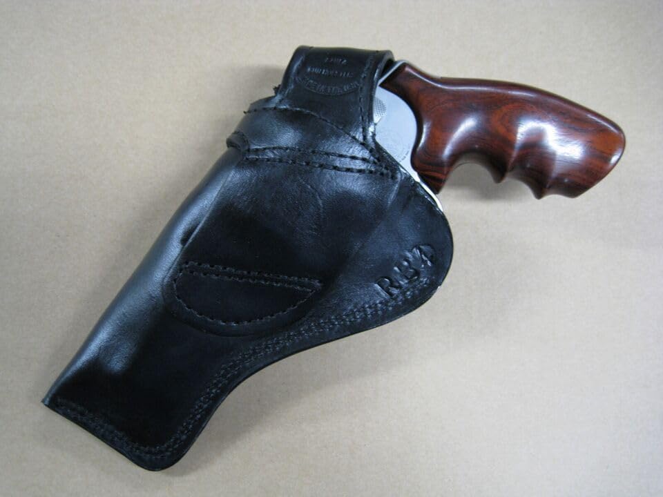 Azula Custom Leather Cross Draw Outdoor Gun Belt Holster for Smith & Wesson S&W N Frame 5" Revolver Model 29, 629, 610, 627, 25, 27, 327, 329 - Black Right Hand