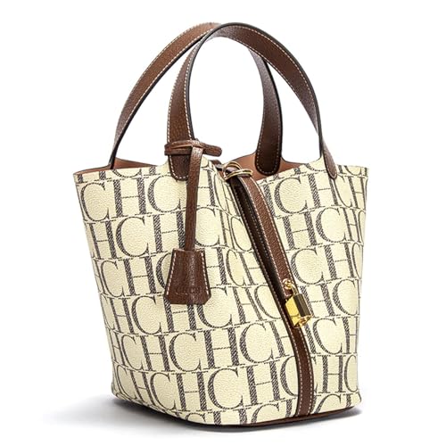 Tote Bag for Women Vegan Leather Bucket Purse for Women Top Handle Handbag Shoulder Bag (Coffee)
