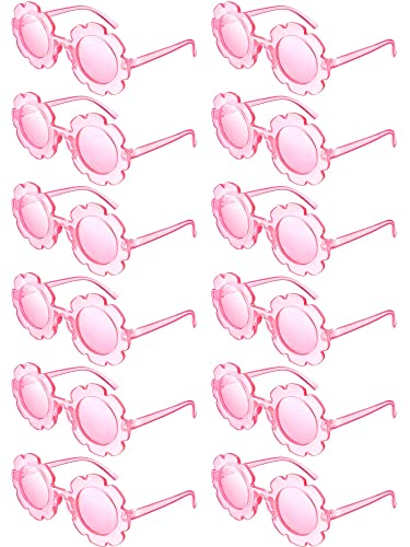 Geyoga 12 Pcs Kids Flower Sunglasses Colored Round Flower Glasses Cute Girls Baby Sunglasses for Outdoor Party Beach Eyewear