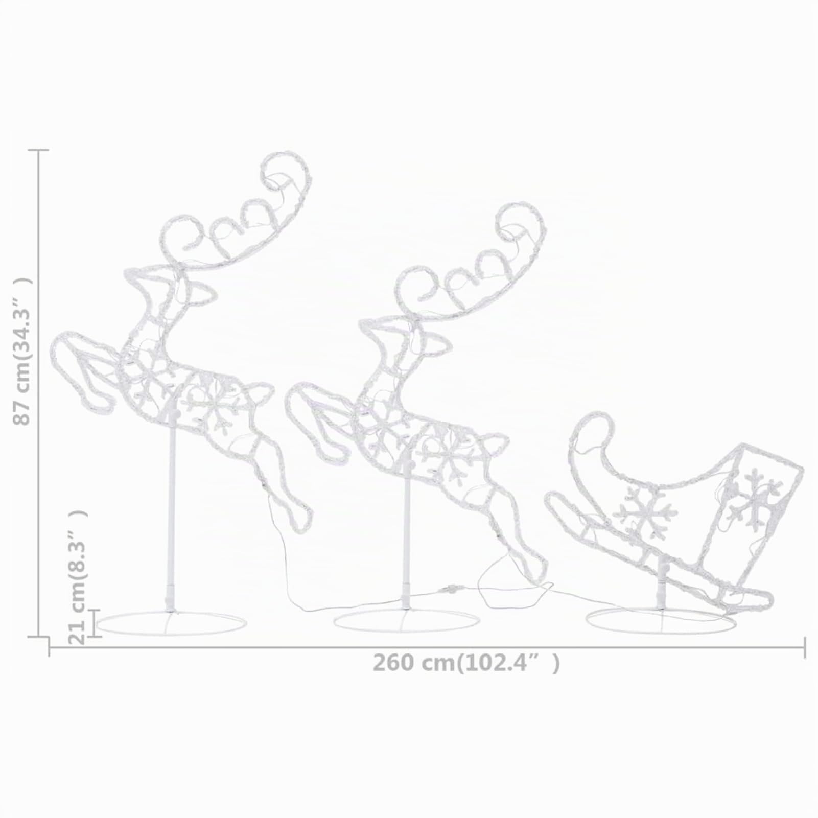 Tidyard Set in 3 pz,2 Renne e 1 Slitta,di Natale,Natalizia,da Esterno,con 72 pz Luci LED,Bianco Freddo,in Acrilico,Decorazioni di Natale di Renne 3 pz 72 LED,Renne Luminose Natalizie da Esterno