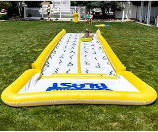 BACKYARD BLAST - 30' Waterslide with Bumpers and Splash Zone, 1 Inflatable Rider and Electric Pump - Easy to Setup - Extra Thick to Prevent Rips & Tears